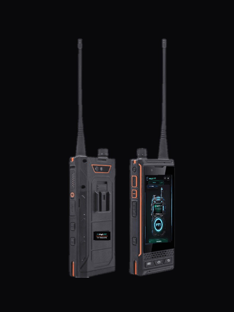 Vanguard front and back, antenna up