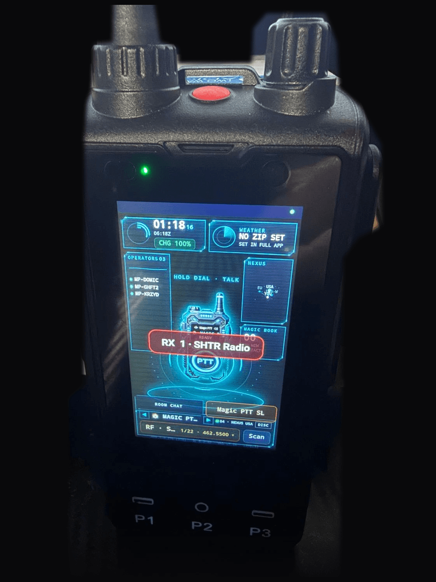 Duo running Magic PTT with its RF channel on screen