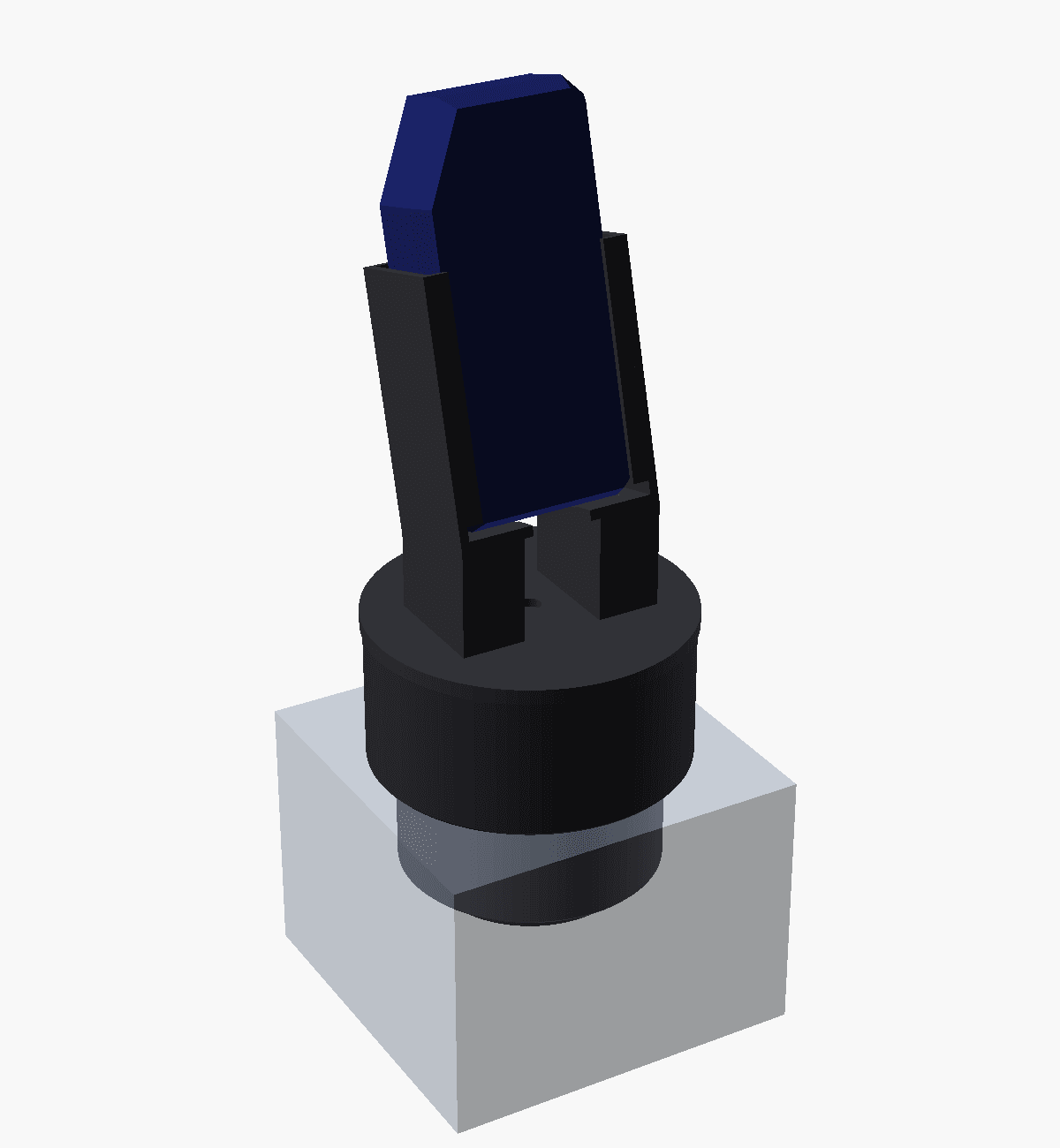 Drawing of the handheld in its car cradle on the cup holder plug